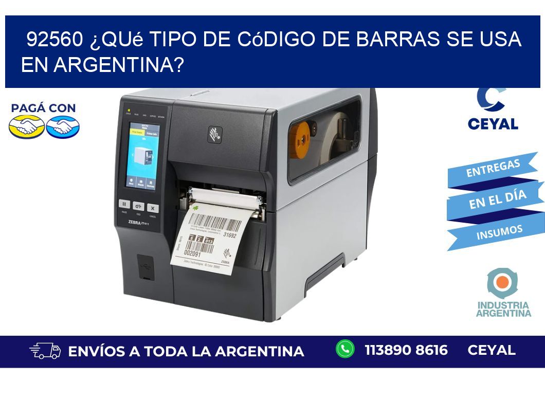 92560 ¿Qué tipo de código de barras se usa en Argentina?