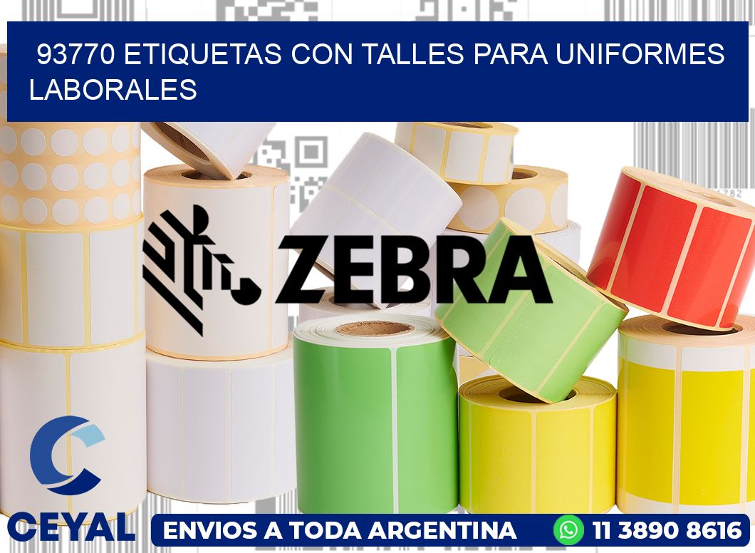 93770 etiquetas con talles para uniformes laborales
