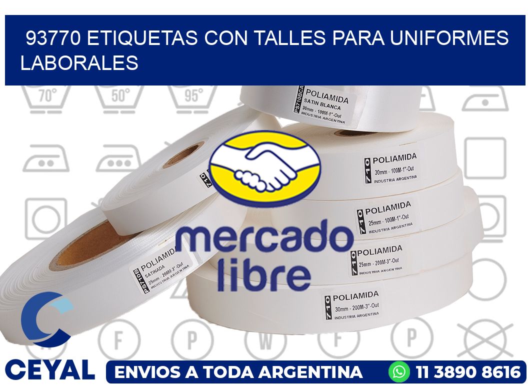 93770 etiquetas con talles para uniformes laborales