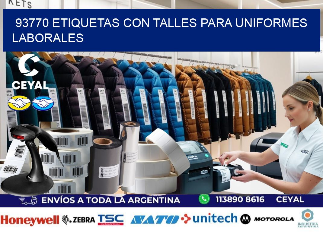 93770 etiquetas con talles para uniformes laborales
