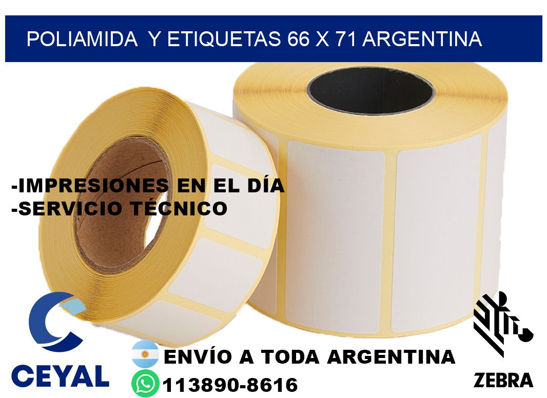 Poliamida  y etiquetas 66 x 71 argentina