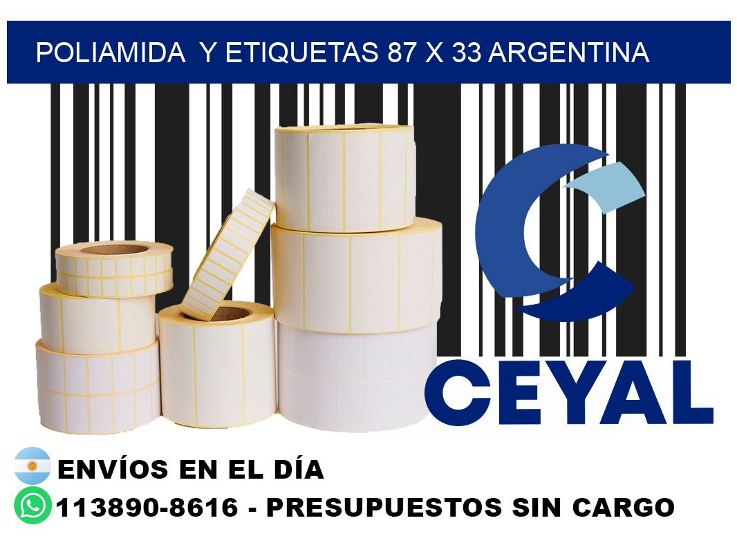 Poliamida  y etiquetas 87 x 33 argentina