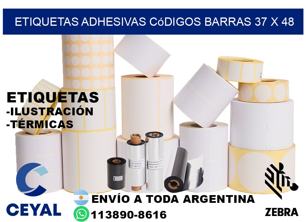 etiquetas adhesivas códigos barras 37 x 48