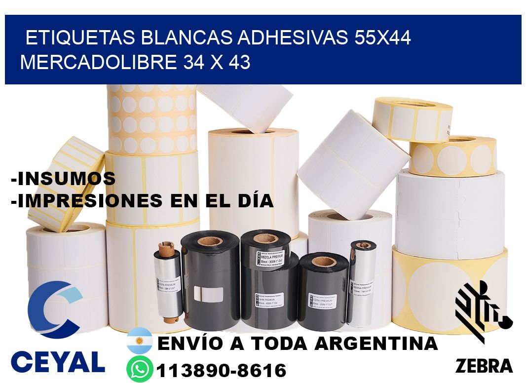 etiquetas blancas adhesivas 55x44 mercadolibre 34 x 43