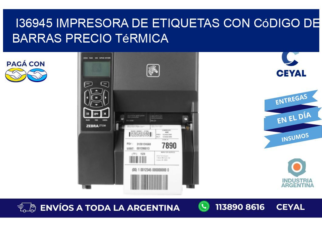 i36945 impresora de etiquetas con código de barras precio térmica