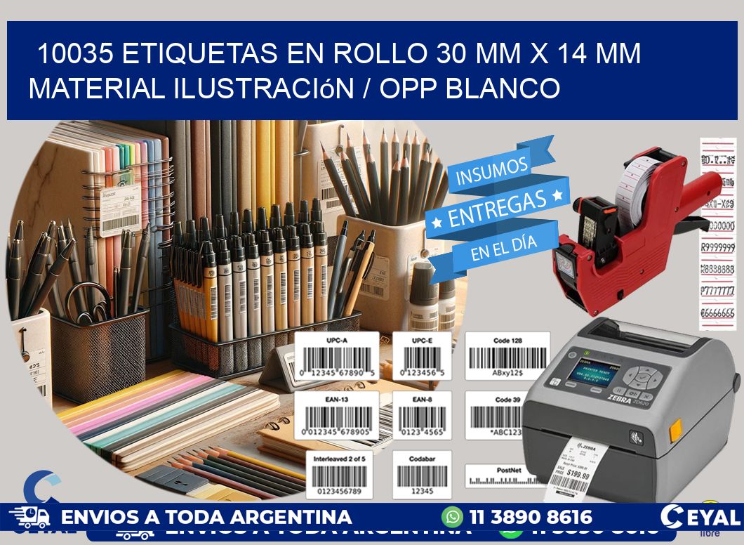 10035 Etiquetas en rollo 30 mm x 14 mm material Ilustración / OPP Blanco