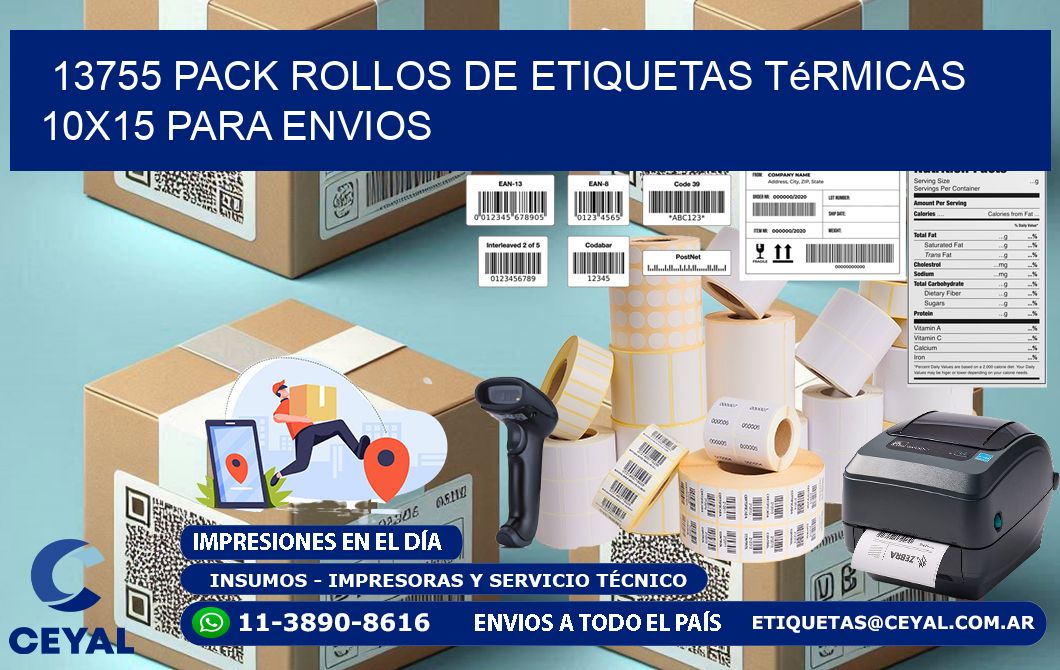 13755 pack rollos de etiquetas térmicas 10x15 para Envios