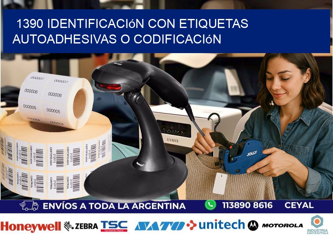1390 identificación con etiquetas autoadhesivas o codificación