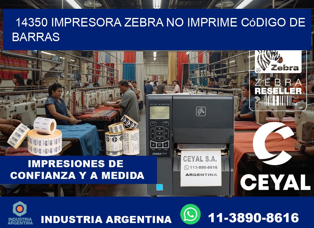 14350 impresora Zebra no imprime código de barras