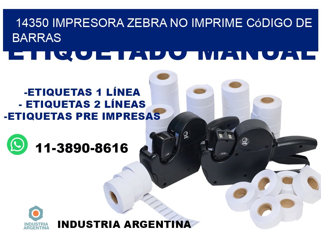 14350 impresora Zebra no imprime código de barras