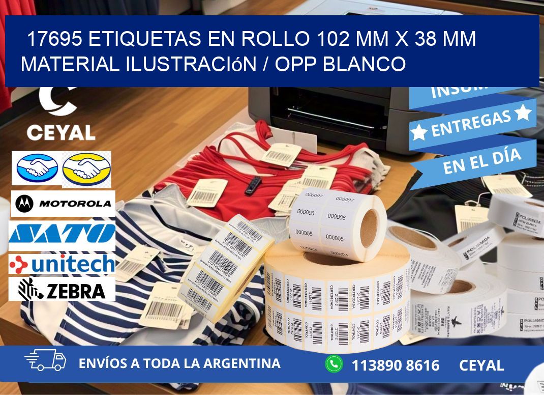 17695 Etiquetas en rollo 102 mm x 38 mm material Ilustración / OPP Blanco