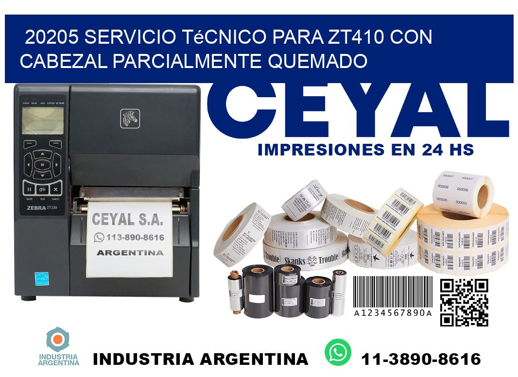 20205 servicio técnico para zt410 con cabezal parcialmente quemado