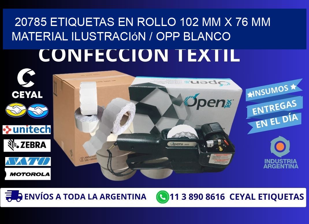 20785 Etiquetas en rollo 102 mm x 76 mm material Ilustración / OPP Blanco