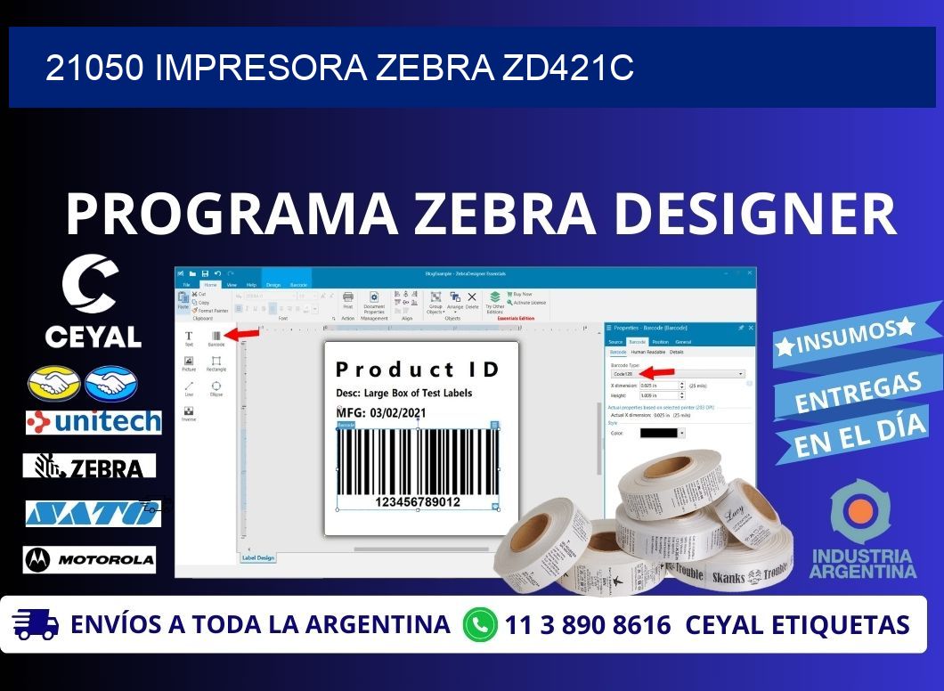 21050 Impresora Zebra zd421c