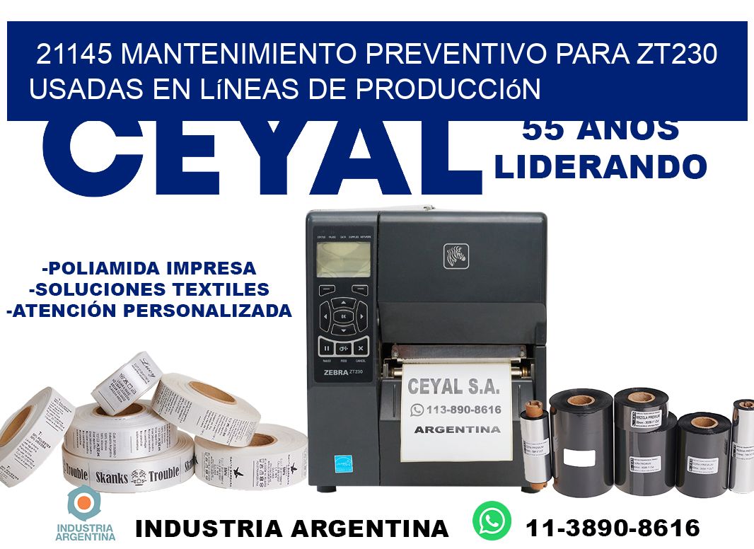 21145 mantenimiento preventivo para zt230 usadas en líneas de producción