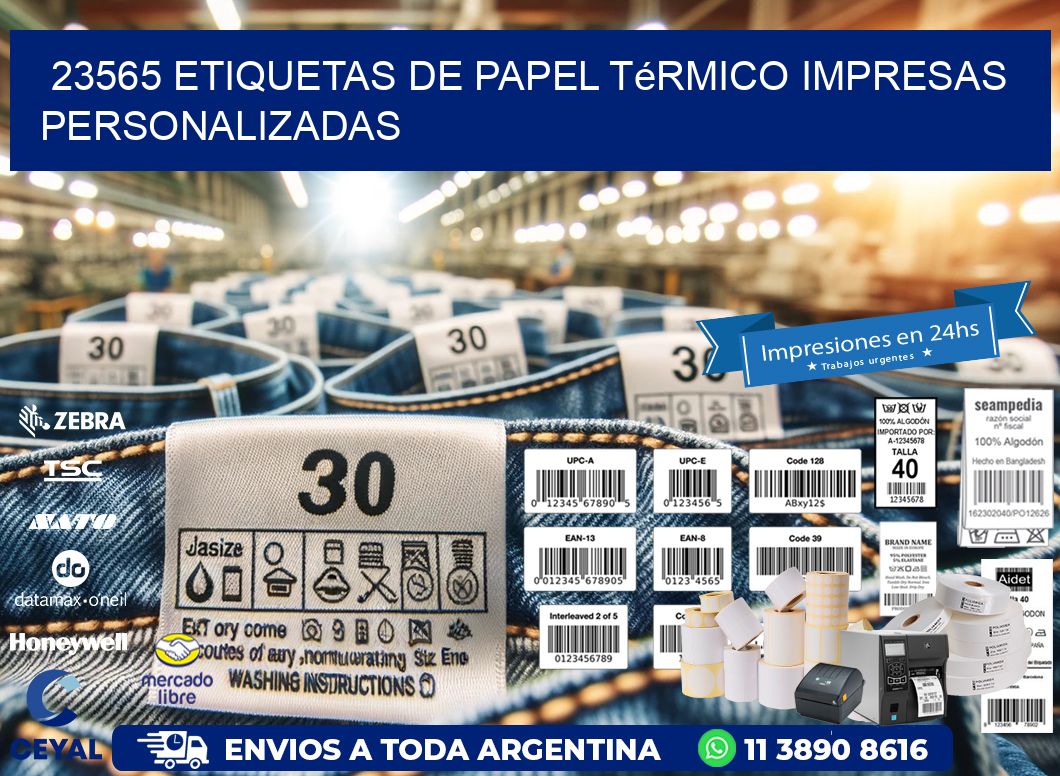 23565 Etiquetas de papel térmico impresas personalizadas