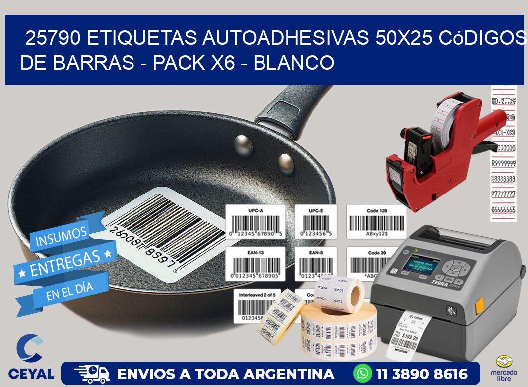 25790 Etiquetas Autoadhesivas 50×25 Códigos De Barras – Pack X6 – Blanco