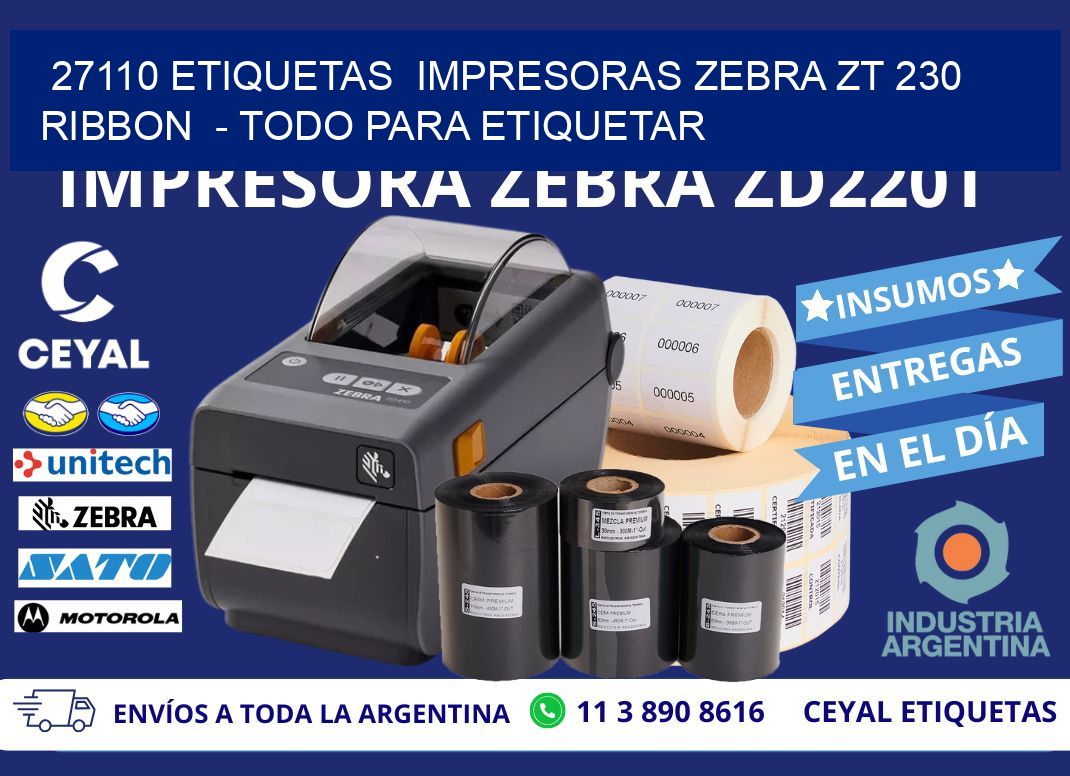 27110 etiquetas impresoras zebra zt 230 ribbon - Todo para Etiquetar