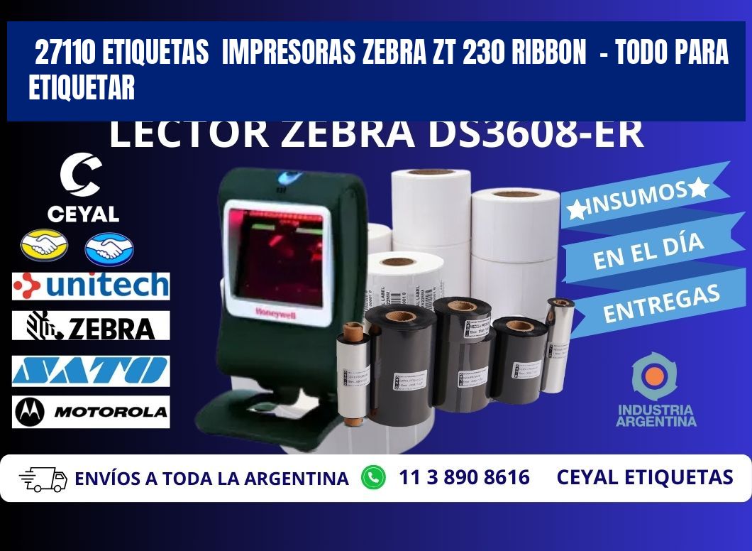 27110 etiquetas impresoras zebra zt 230 ribbon - Todo para Etiquetar