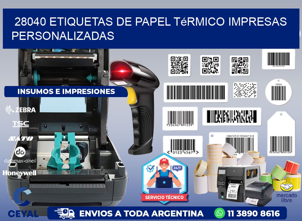 28040 Etiquetas de papel térmico impresas personalizadas