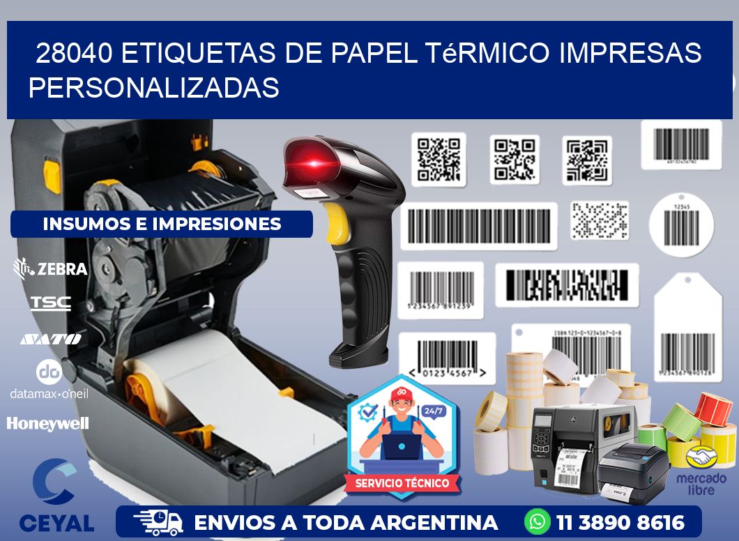 28040 Etiquetas de papel térmico impresas personalizadas