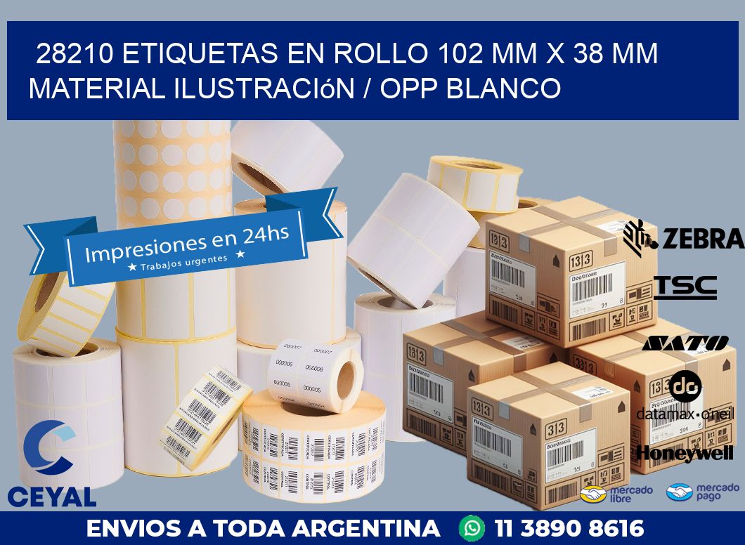 28210 Etiquetas en rollo 102 mm x 38 mm material Ilustración / OPP Blanco