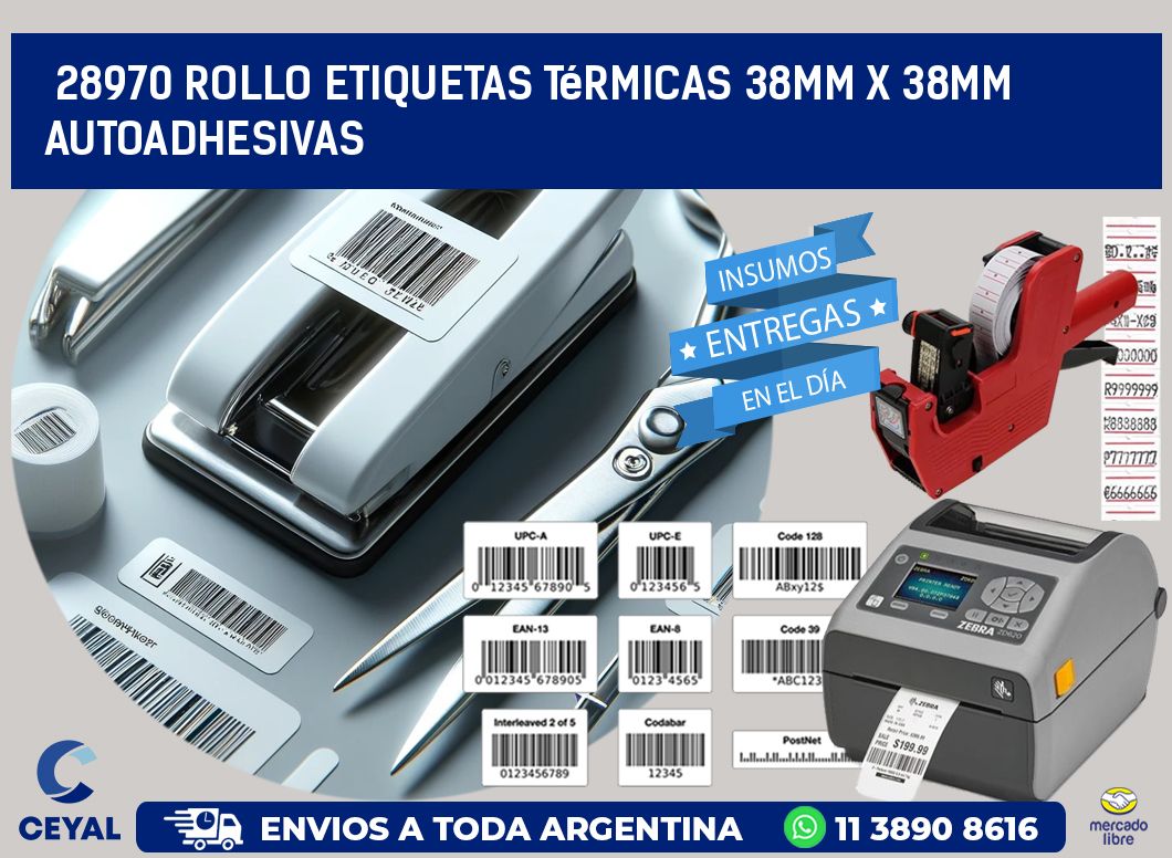 28970 Rollo Etiquetas Térmicas 38mm X 38mm Autoadhesivas