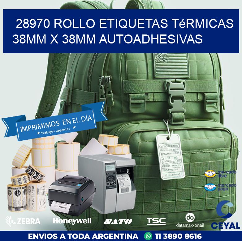 28970 Rollo Etiquetas Térmicas 38mm X 38mm Autoadhesivas