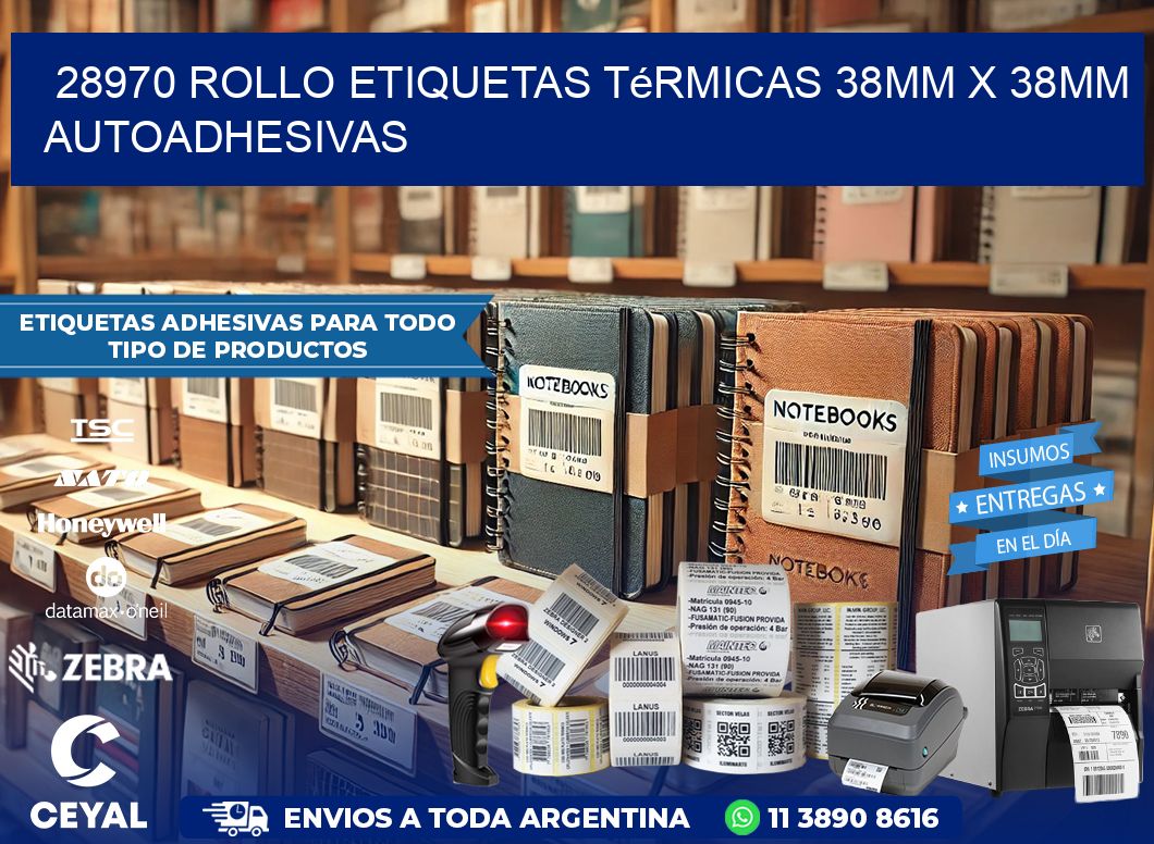 28970 Rollo Etiquetas Térmicas 38mm X 38mm Autoadhesivas