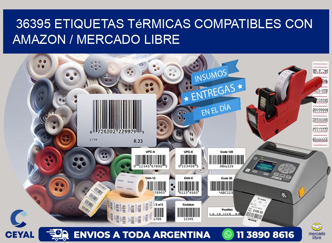 36395 etiquetas térmicas compatibles con Amazon / Mercado Libre