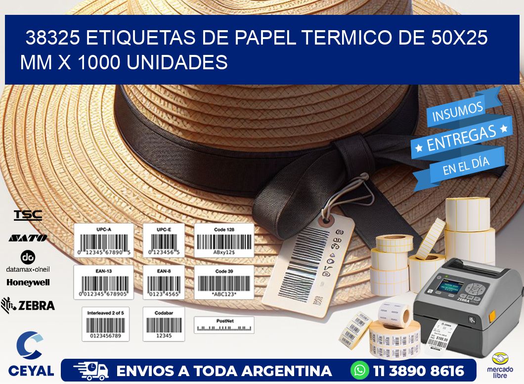 38325 Etiquetas De Papel Termico De 50x25 Mm X 1000 Unidades