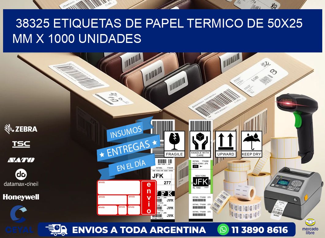 38325 Etiquetas De Papel Termico De 50x25 Mm X 1000 Unidades