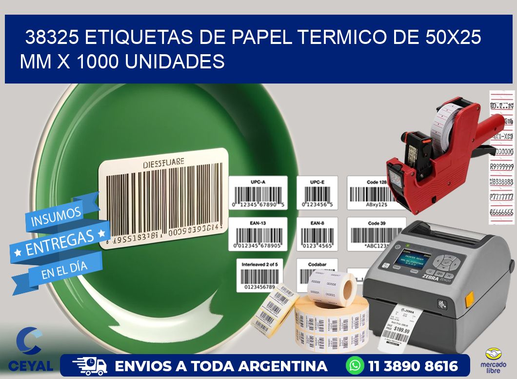 38325 Etiquetas De Papel Termico De 50×25 Mm X 1000 Unidades