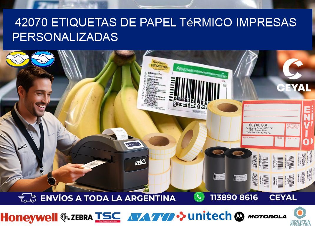 42070 Etiquetas de papel térmico impresas personalizadas