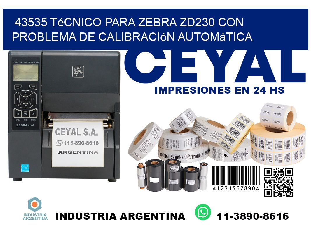 43535 técnico para zebra zd230 con problema de calibración automática