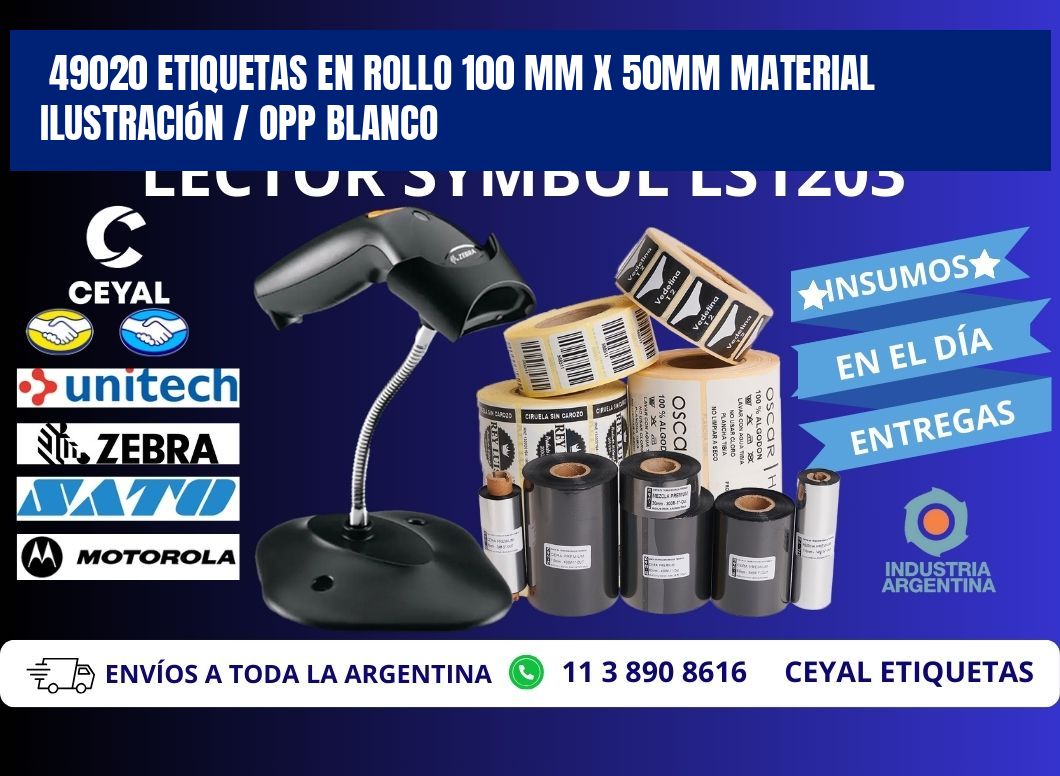 49020 Etiquetas en rollo 100 mm x 50mm material Ilustración / OPP Blanco
