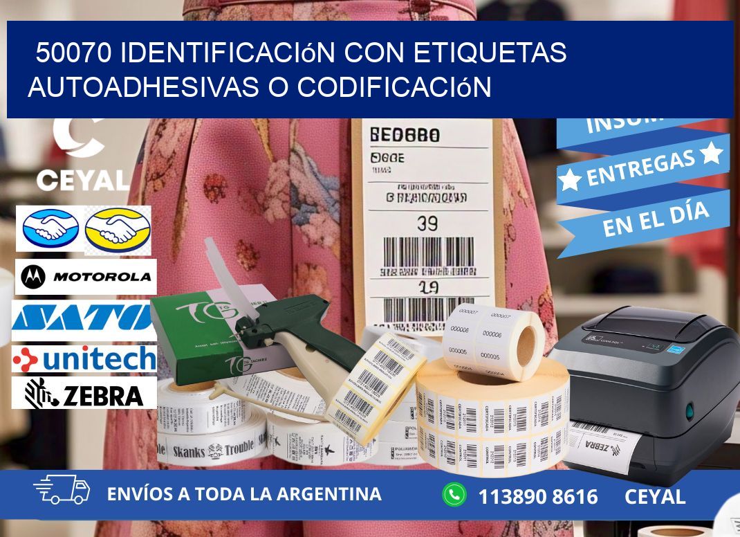 50070 identificación con etiquetas autoadhesivas o codificación