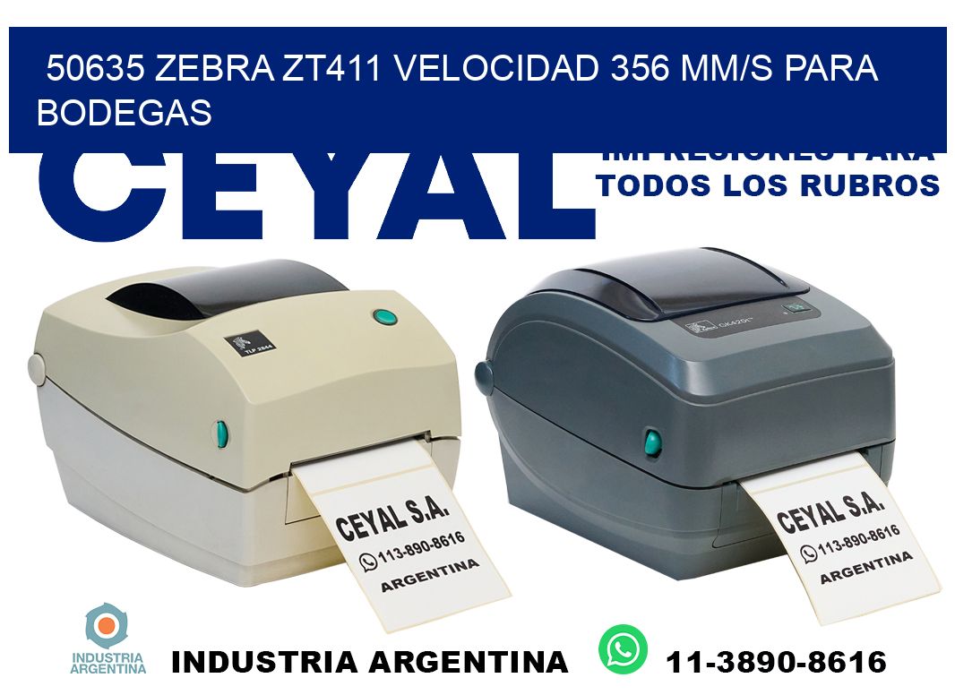50635 Zebra ZT411 velocidad 356 mm/s para bodegas