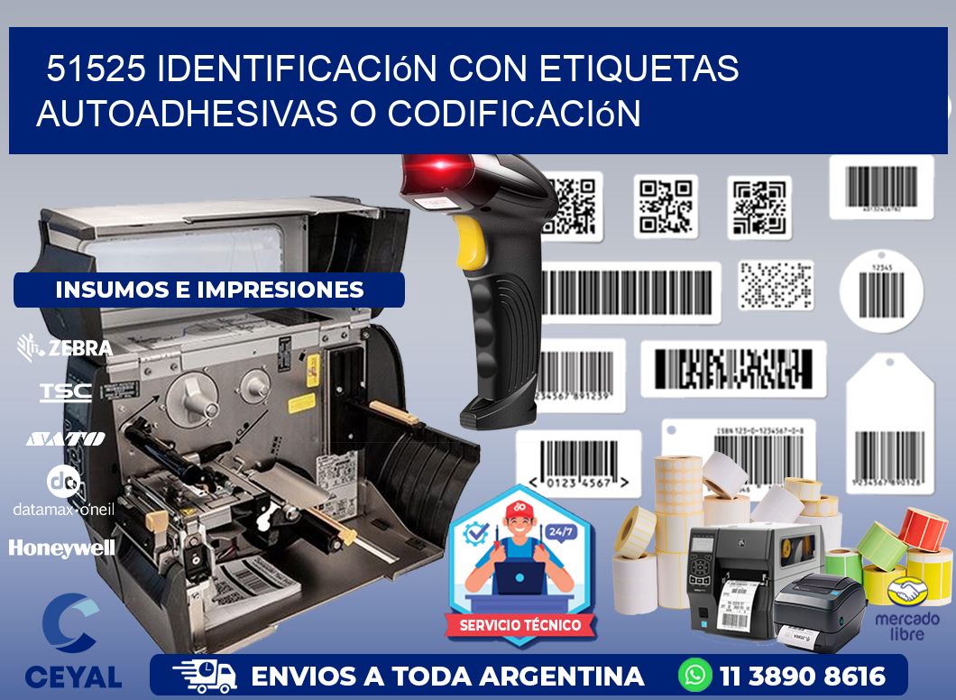 51525 identificación con etiquetas autoadhesivas o codificación