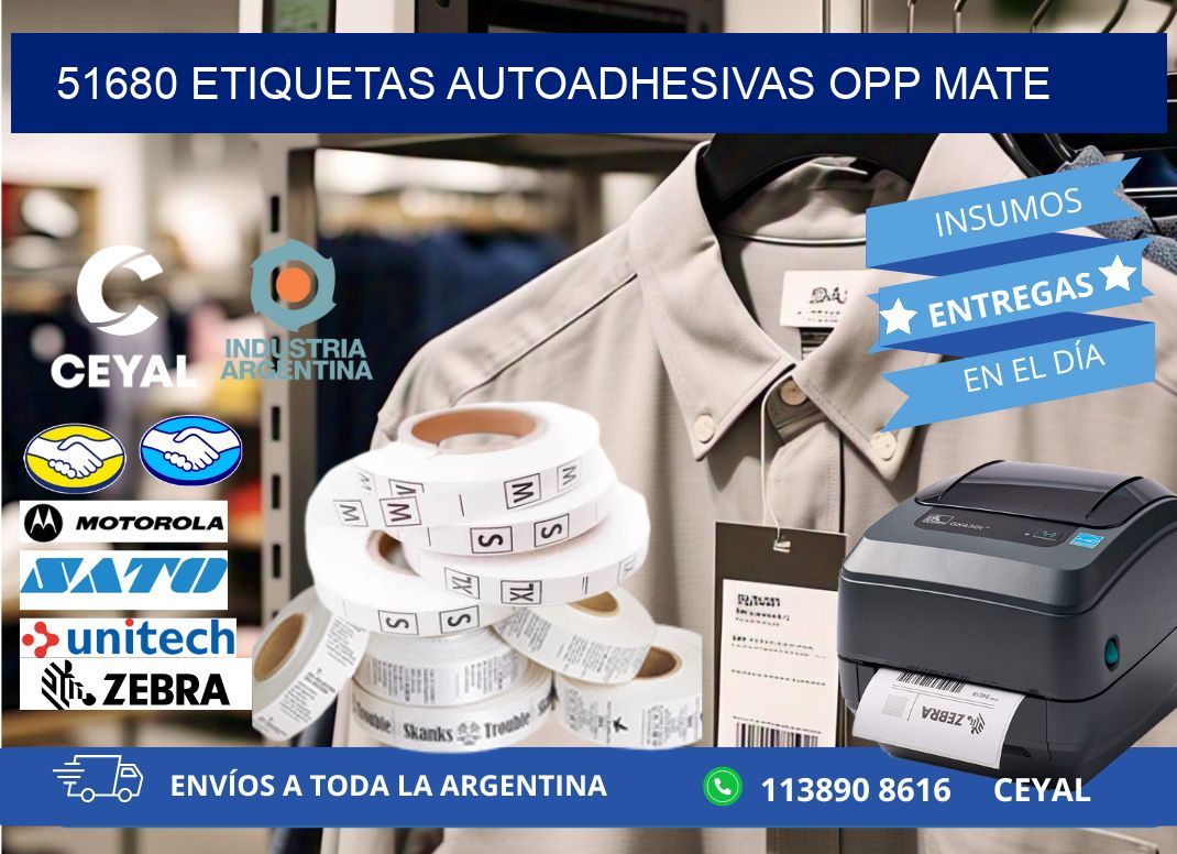 51680 etiquetas autoadhesivas Opp Mate