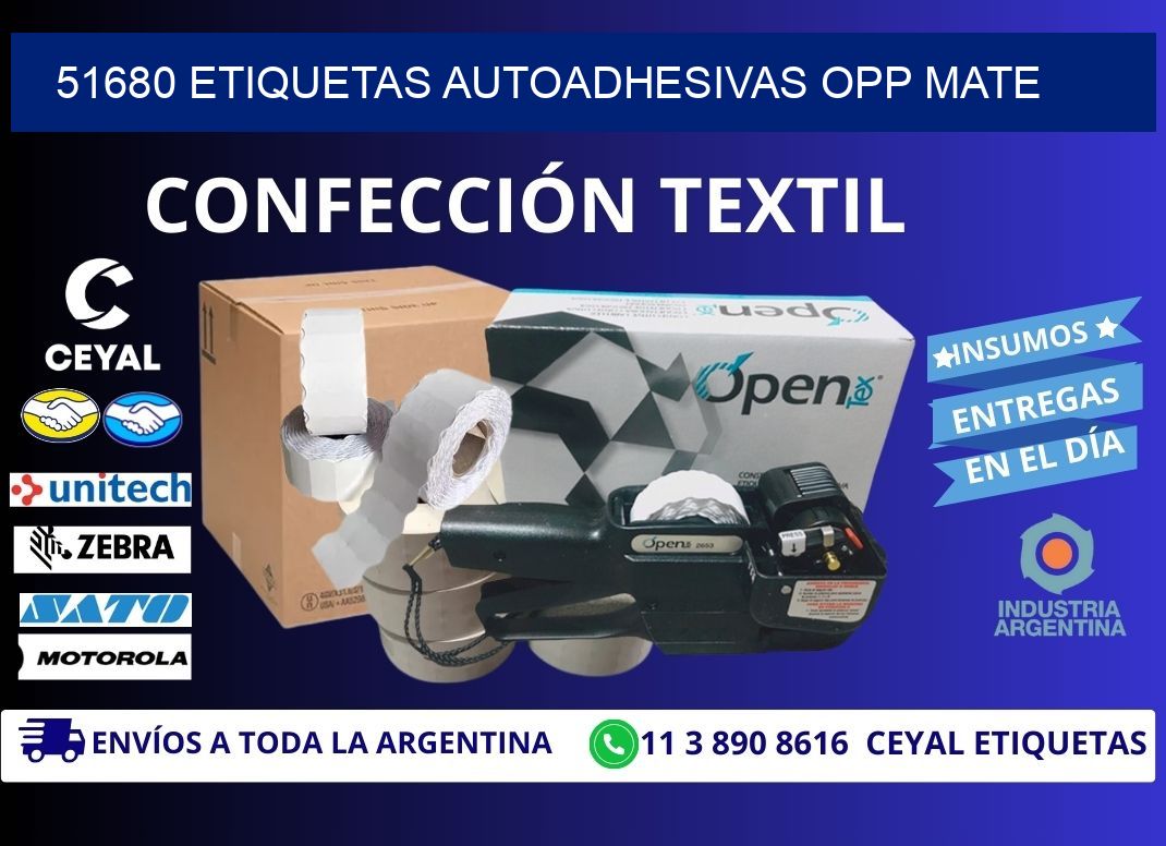51680 etiquetas autoadhesivas Opp Mate