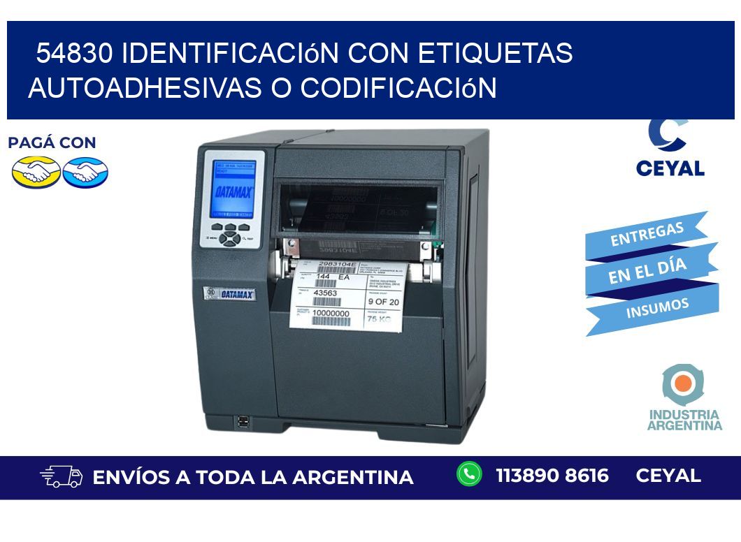 54830 identificación con etiquetas autoadhesivas o codificación