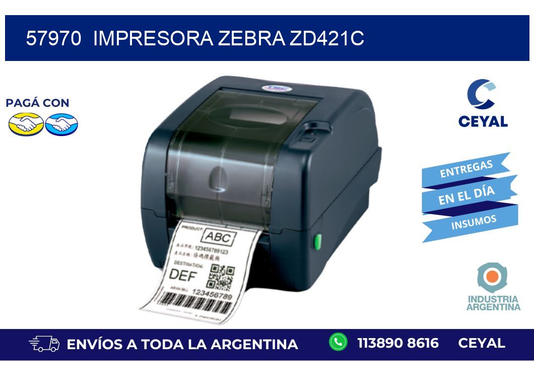 57970 Impresora Zebra zd421c
