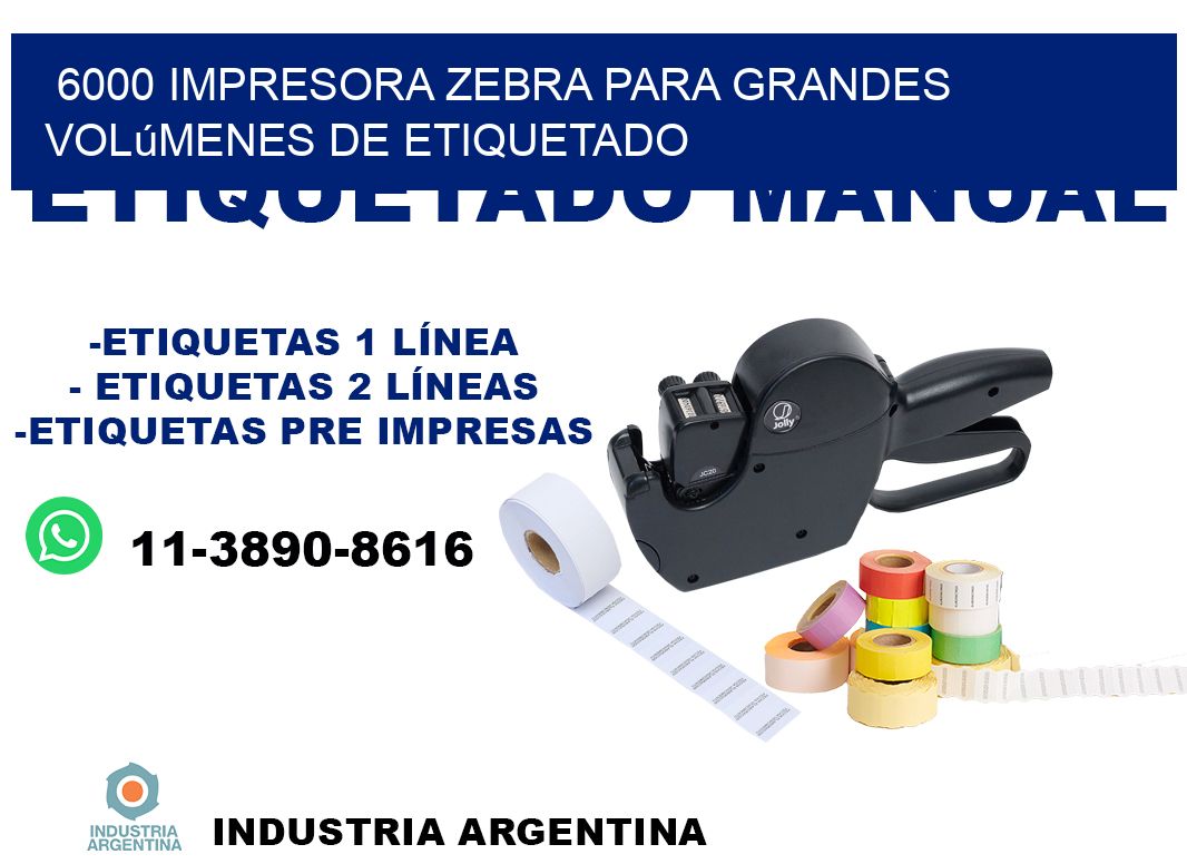 6000 impresora Zebra para grandes volúmenes de etiquetado