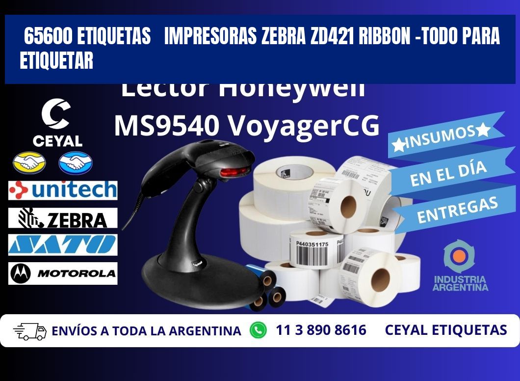 65600 etiquetas impresoras zebra zd421 ribbon -Todo para Etiquetar
