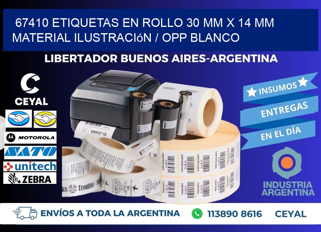 67410 Etiquetas en rollo 30 mm x 14 mm material Ilustración / OPP Blanco