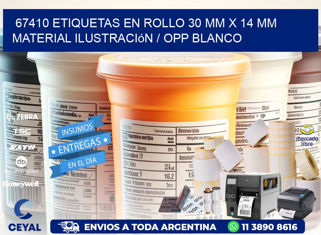 67410 Etiquetas en rollo 30 mm x 14 mm material Ilustración / OPP Blanco