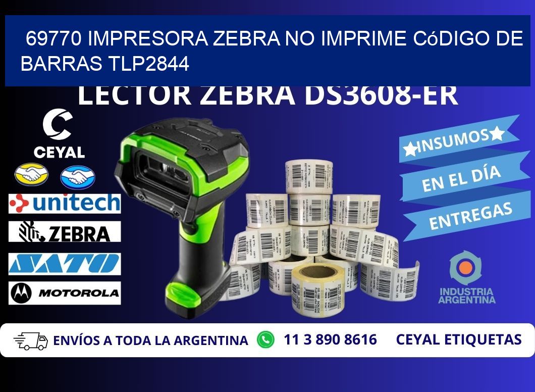 69770 impresora Zebra no imprime código de barras TLP2844