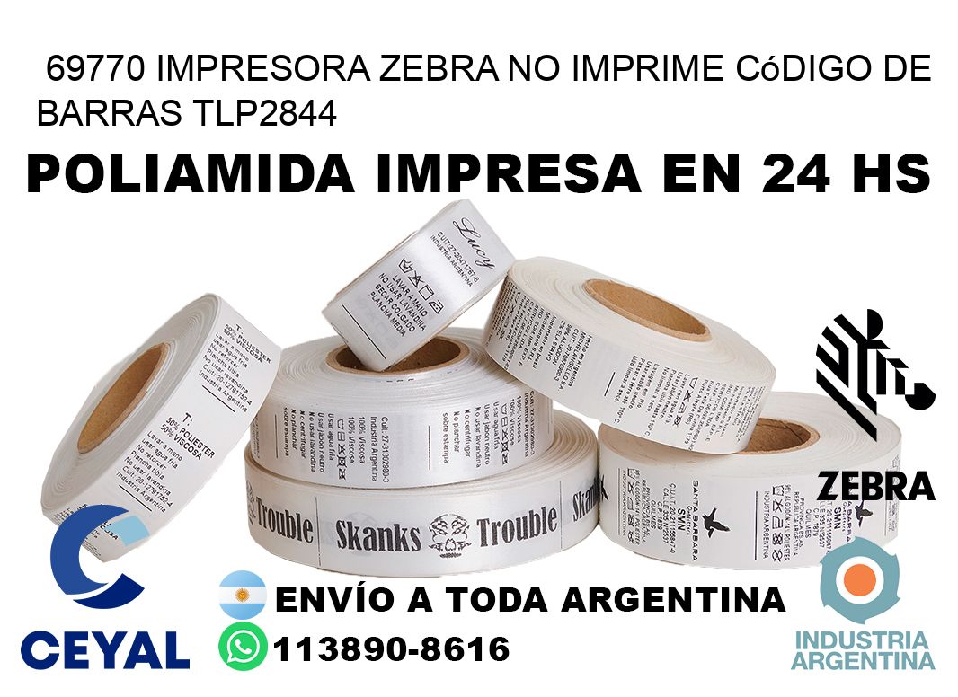 69770 impresora Zebra no imprime código de barras TLP2844