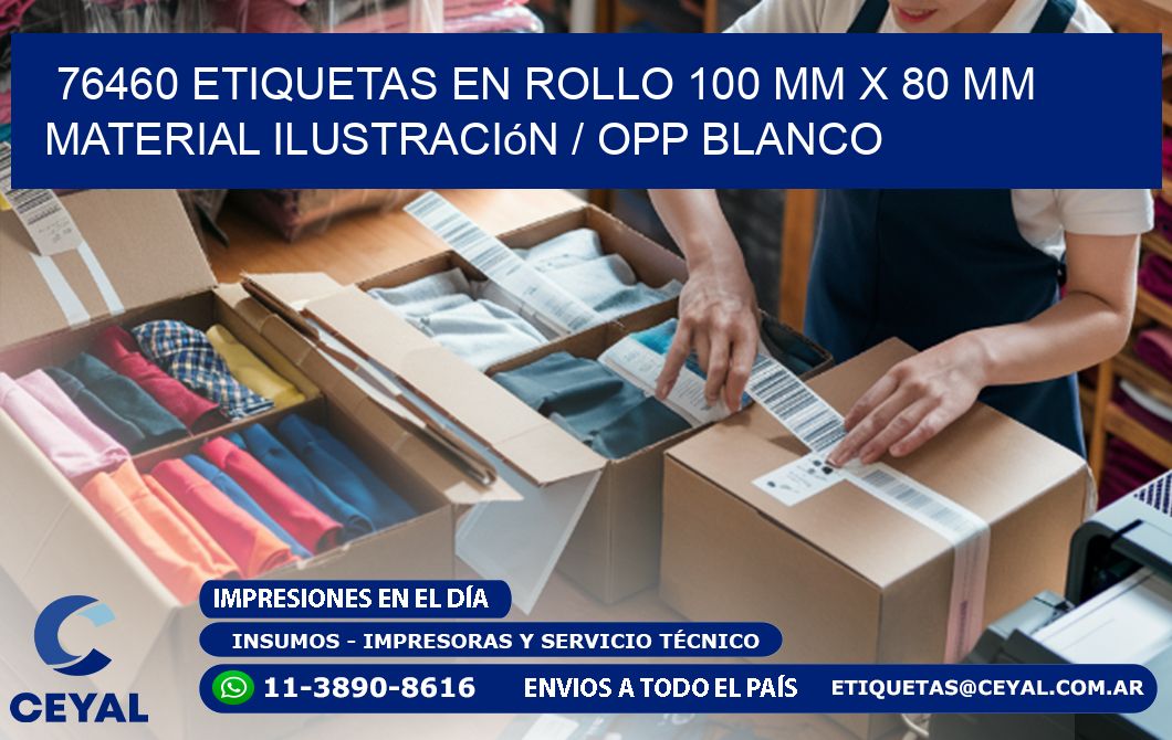 76460 Etiquetas en rollo 100 mm x 80 mm material Ilustración / OPP Blanco